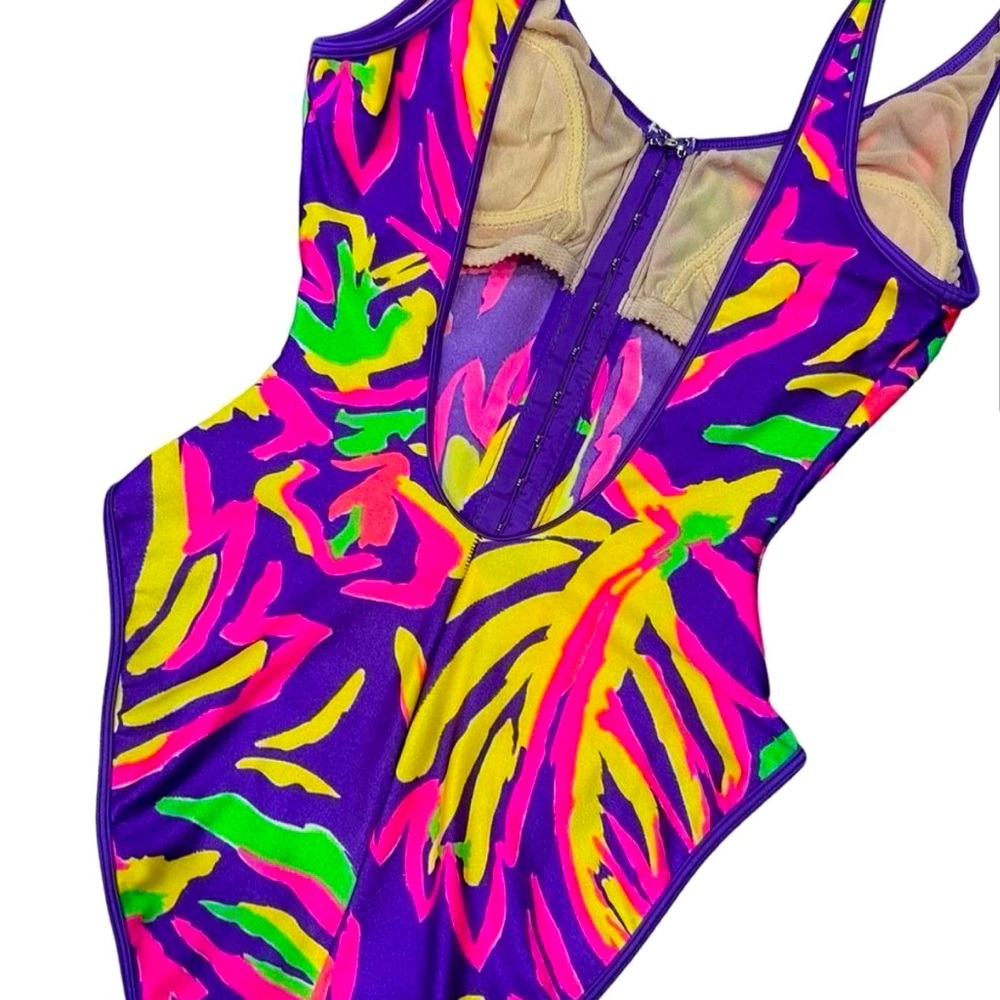Vintage La Blanca 90s Miami Vice Barbie Neon One Piece Swimsuit - Picture 4 of 16